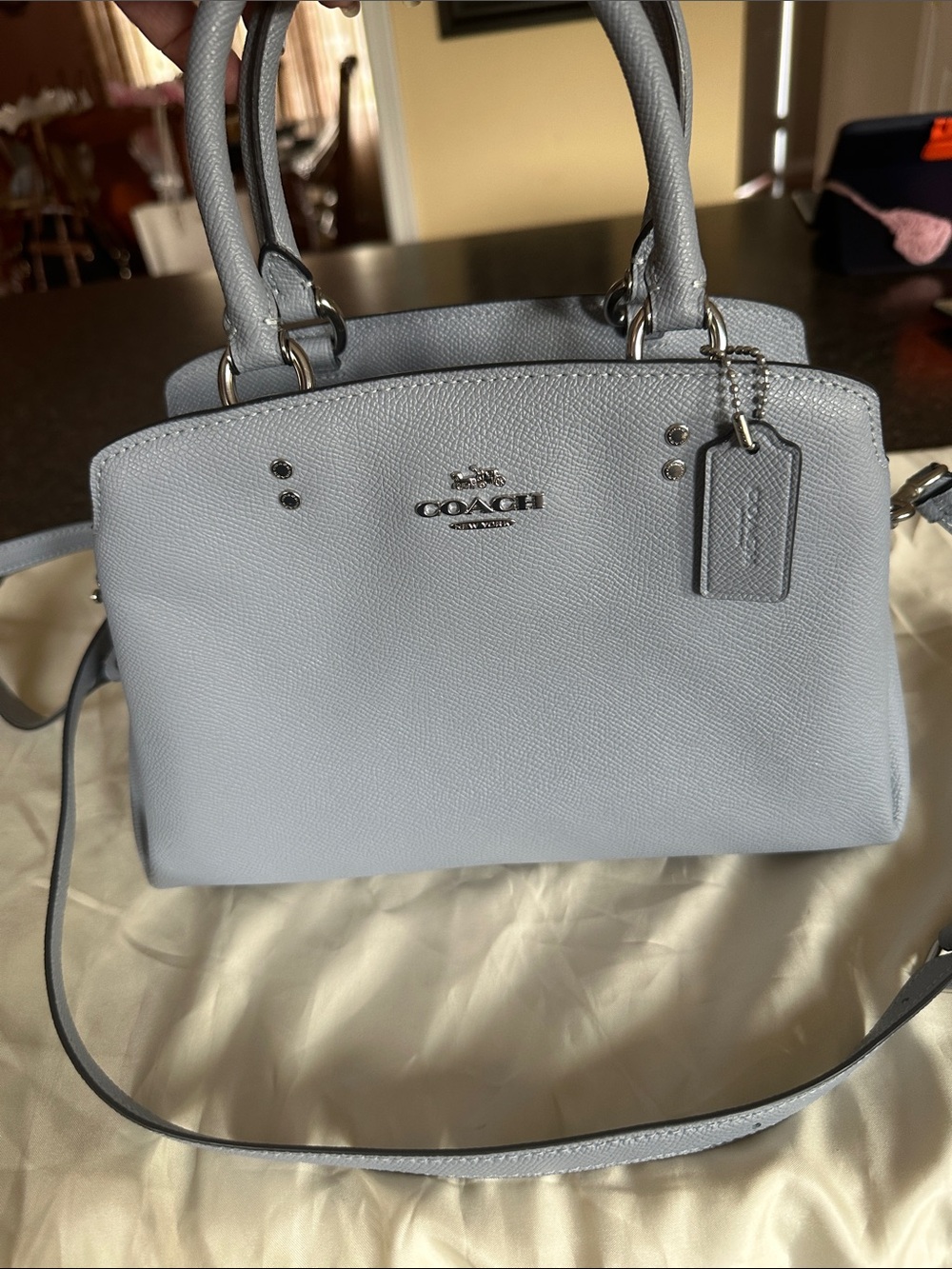Coach Blue Mini Lillie Satchel/Crossbody 91146 Silvertone Hardware